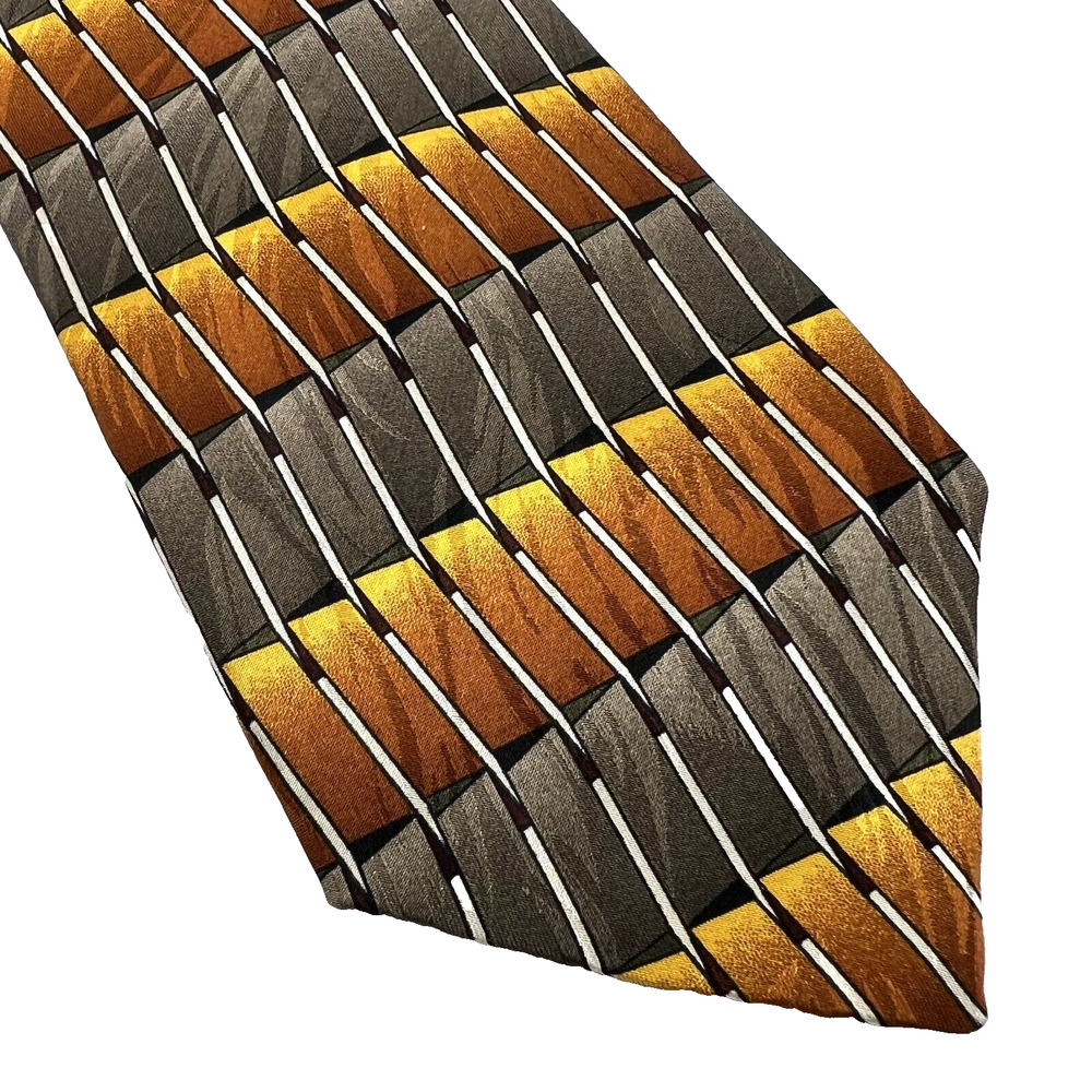Raphael Roma Milano 100% Silk Handmade Men's Necktie Bold Abstract Geometric EUC